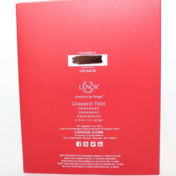 Lenox Gemmed Tree Ornament NIB - Picture 2 of 3